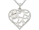 Sterling Silver MOM Engraved Heart Pendant with Chain